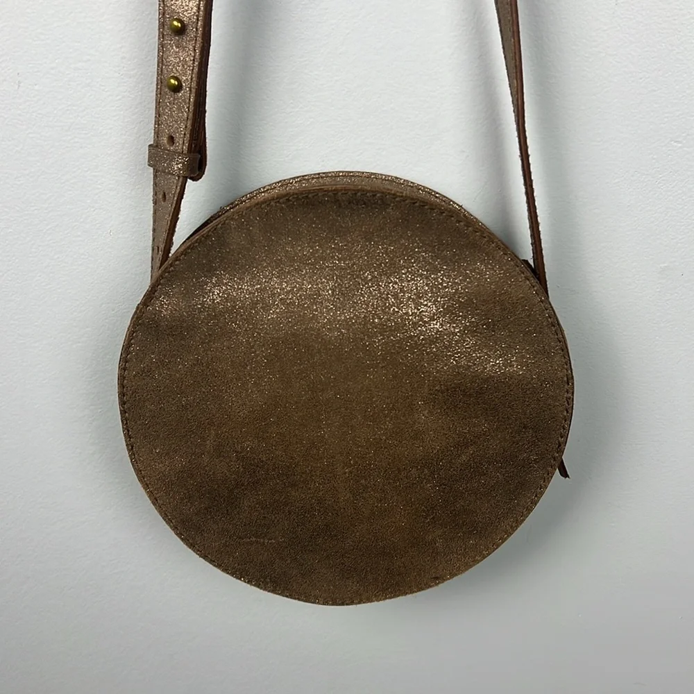 Madewell metallic sand simple circle crossbody leather bag